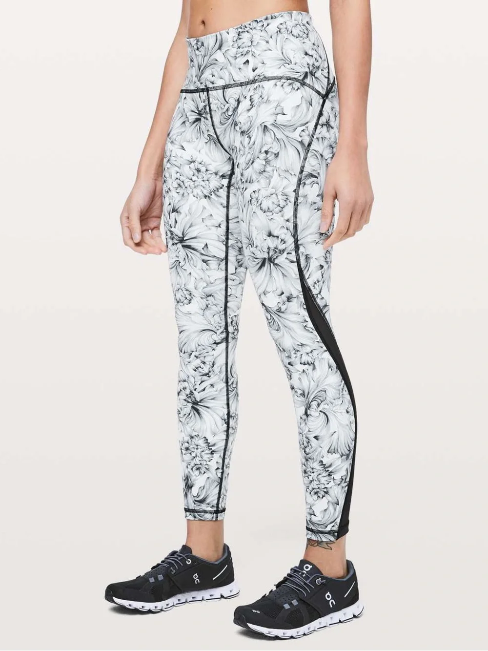 Lululemon Train Times Light Garden Leggings Black & White Size 6
